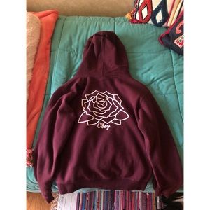 Maroon OBEY sweatshirt with rose detailing